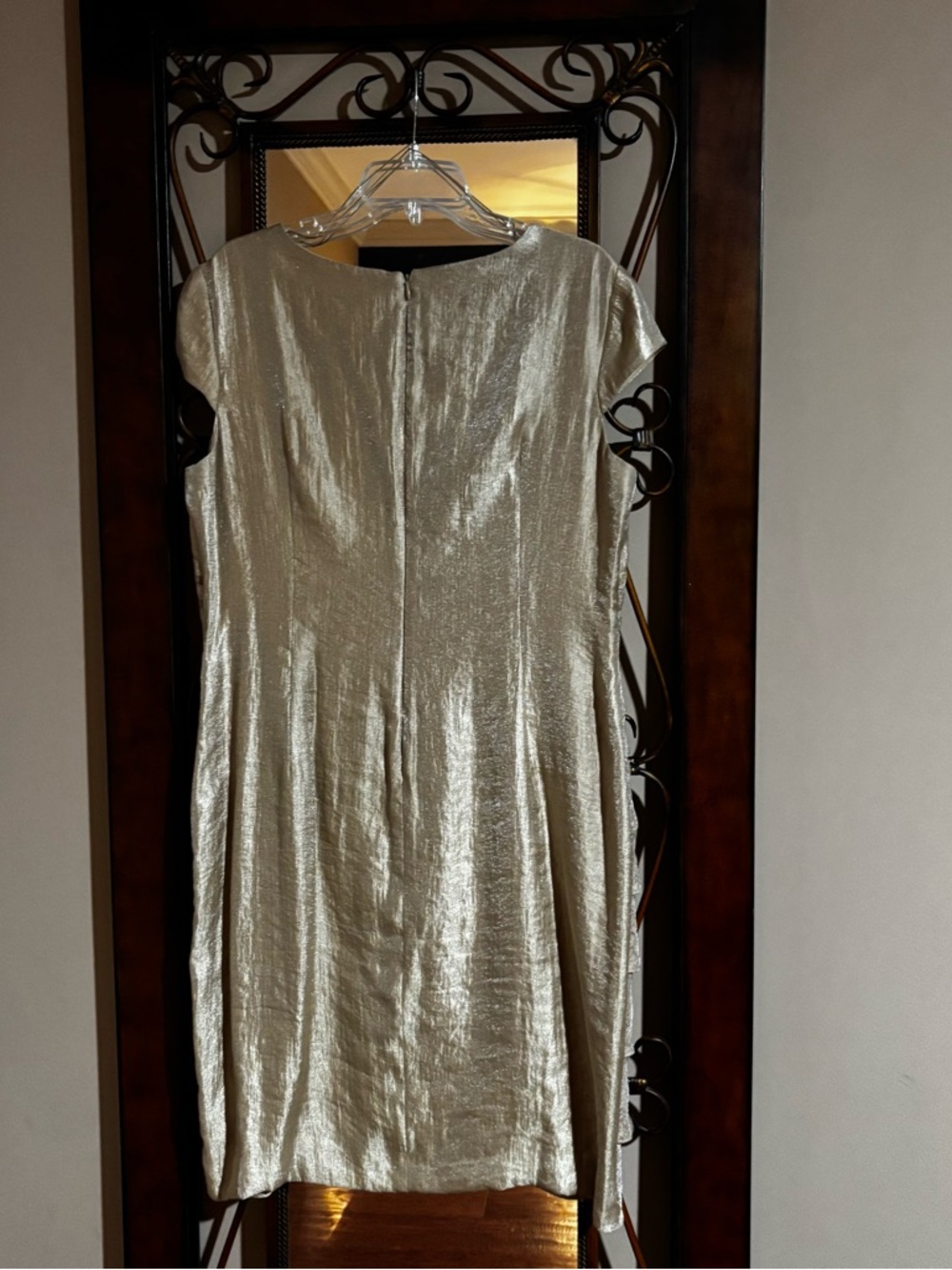 Adrianna Papell V-Neck gold cocktail Dress 18 wedding cocktail mother of bride - Picture 5 of 5